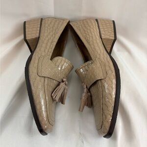 Donald J. Pliner Beige Croc-Embossed Loafers